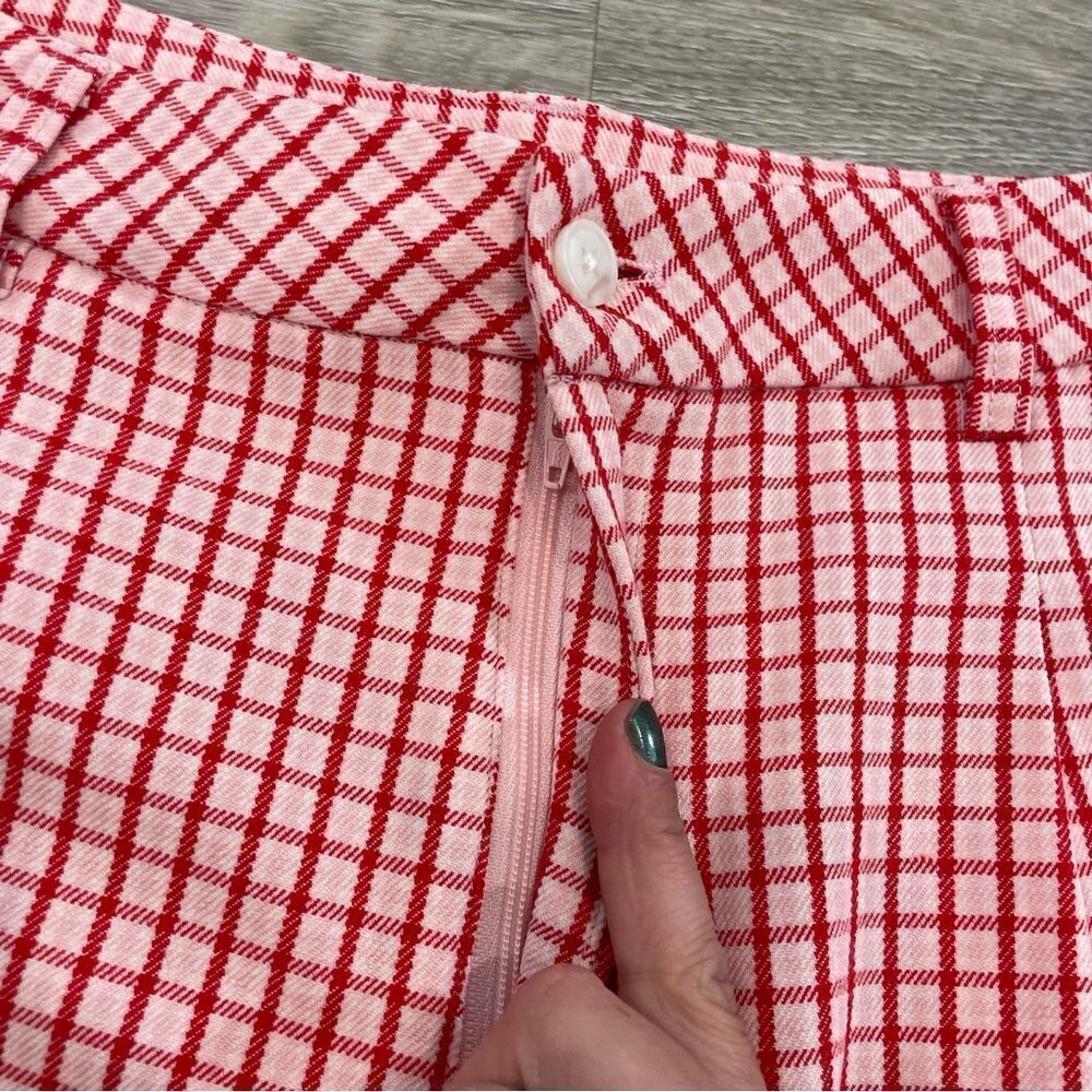 Twik Plaid Red And Whit High Waist Bermuda Retro shorts M - Picture 7 of 10